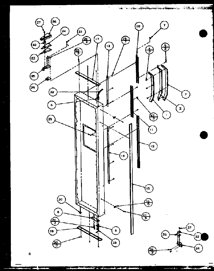 Freezer Door Diagram and Parts List for 36511W-P1121603WW  Amana Refrigerator