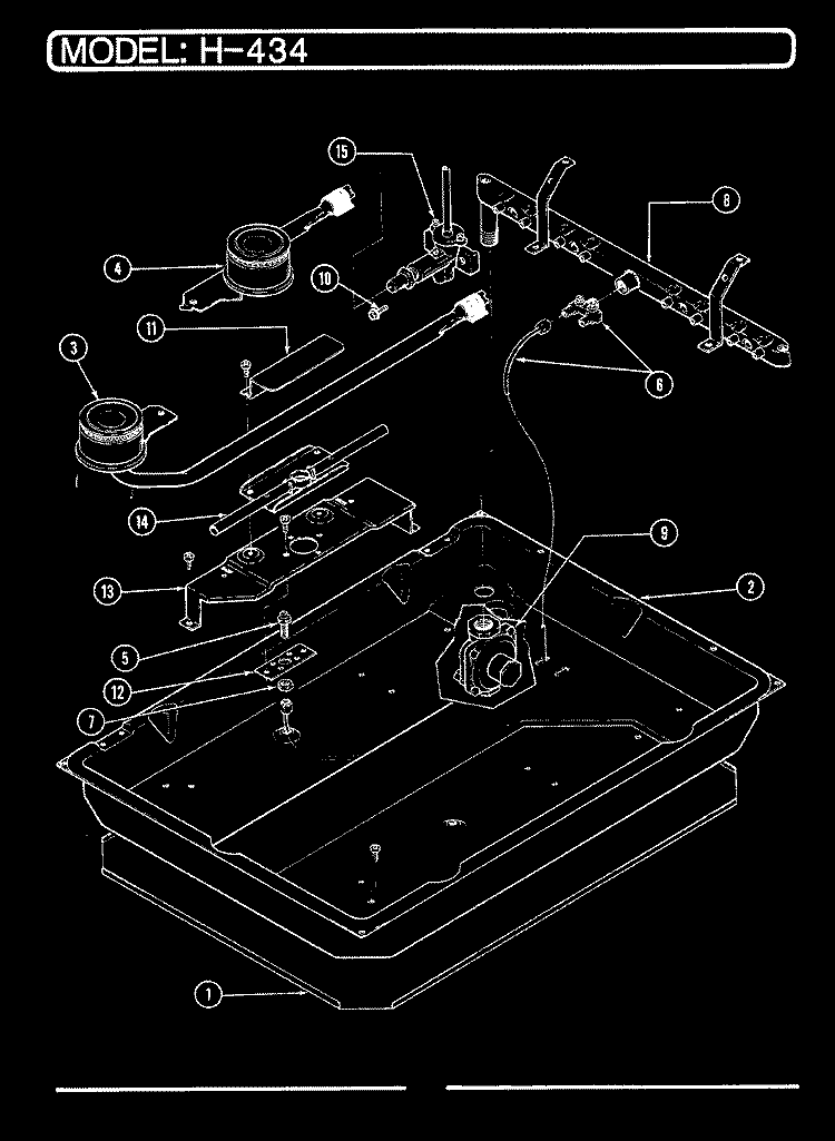 BURNER ASSEMBLY (CH4 - 34x9) Diagram and Parts List for SH4-34W9  Hardwick Cooktop