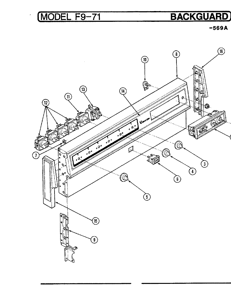 CONTROL PANEL ( - 569) Diagram and Parts List for EPF9-71A569A  Hardwick Range