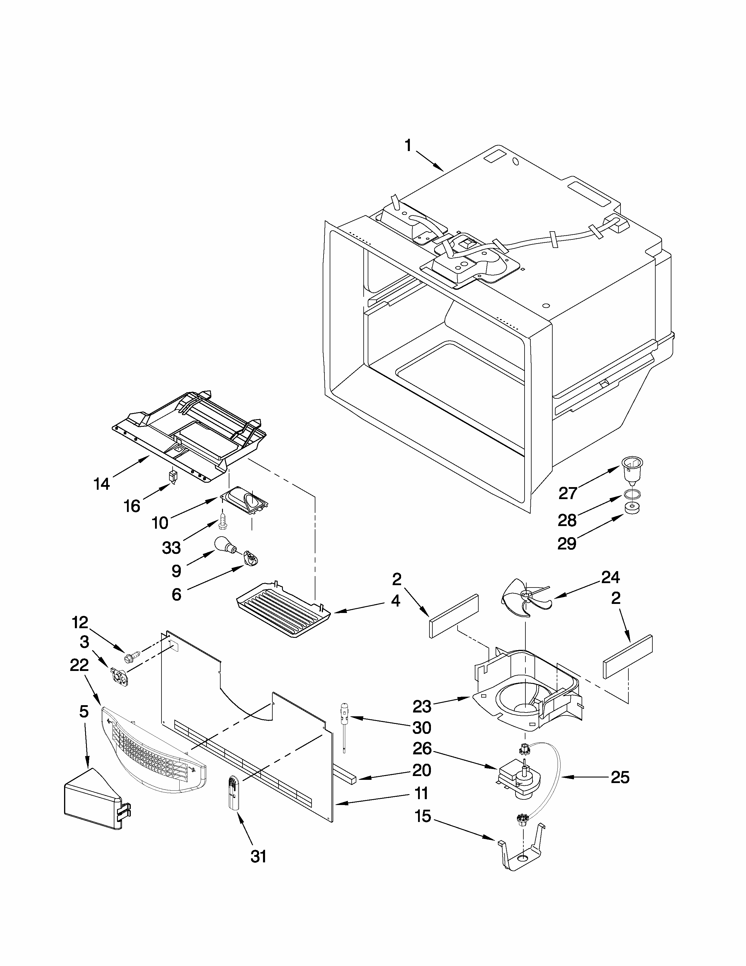 Freezer Liner Parts Diagram and Parts List for GB6526FEAW1  Maytag Refrigerator