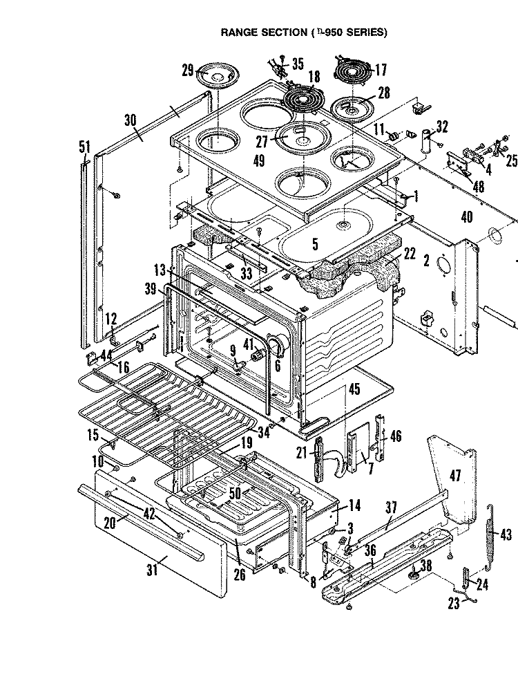 BODY Diagram and Parts List for D-950  Hardwick Range