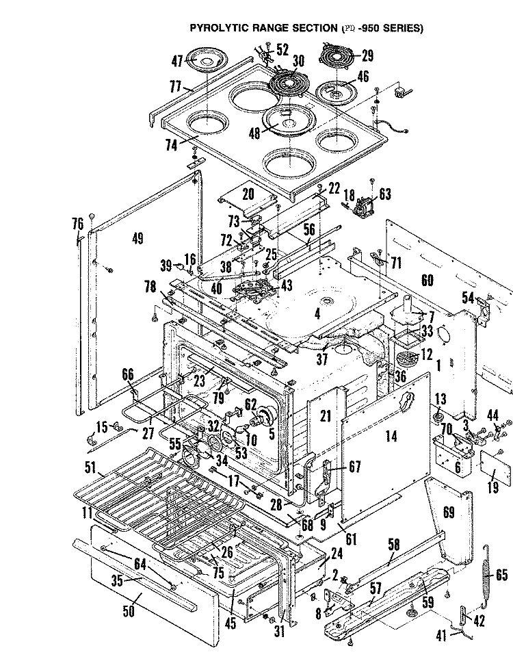 BODY Diagram and Parts List for PD-950  Hardwick Range