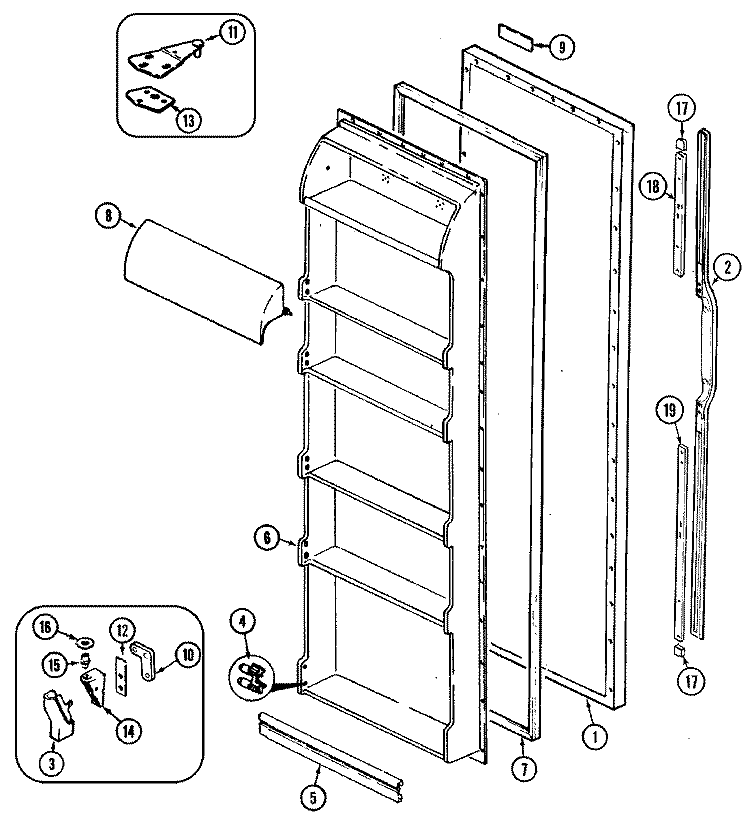 FRESH FOOD DOOR Diagram and Parts List for NS208NA  Magic Chef Refrigerator