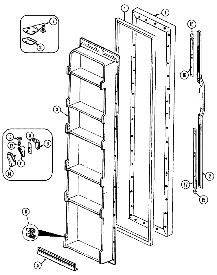 FREEZER DOOR Diagram and Parts List for NS208NA  Magic Chef Refrigerator
