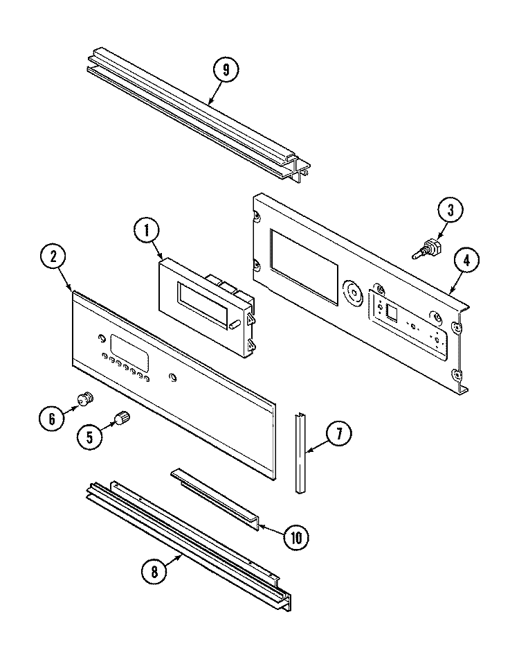 CONTROL PANEL Diagram and Parts List for 9835XUB  Magic Chef Wall Oven