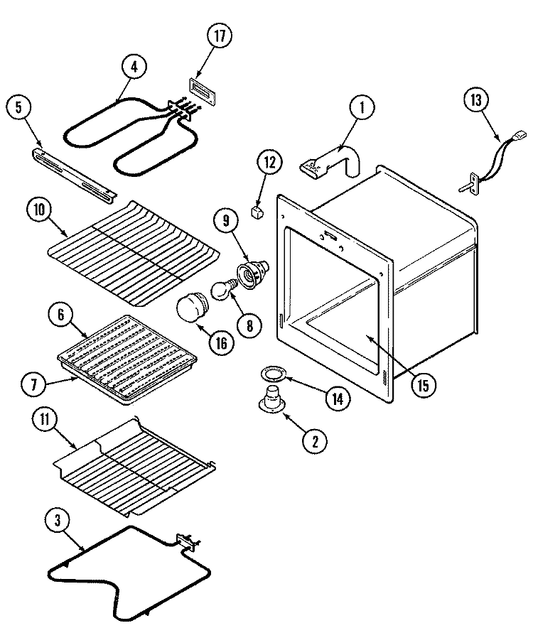 OVEN Diagram and Parts List for 9835XUB  Magic Chef Wall Oven