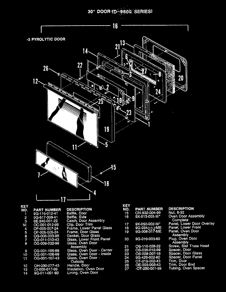 DOOR ( - 3 MODELS) Diagram and Parts List for CPD9843KA659AG  Hardwick Range