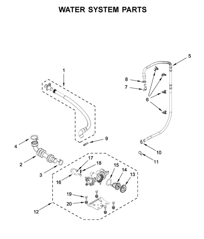 Water System Parts Diagram and Parts List for MHW8630HC0  Maytag Washer