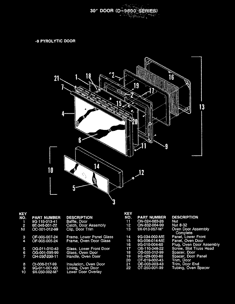 DOOR ( - 9 MODELS) Diagram and Parts List for CPD9849KW659A  Hardwick Range