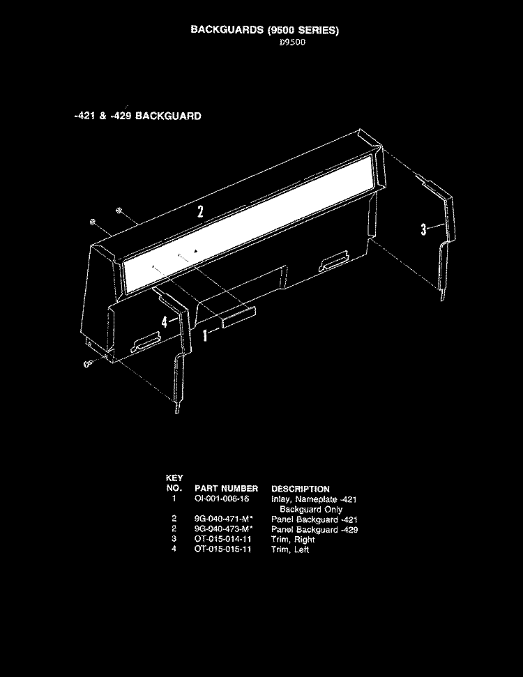 CONTROL PANEL ( - 421 MODELS) Diagram and Parts List for CKD9517W429R  Hardwick Range