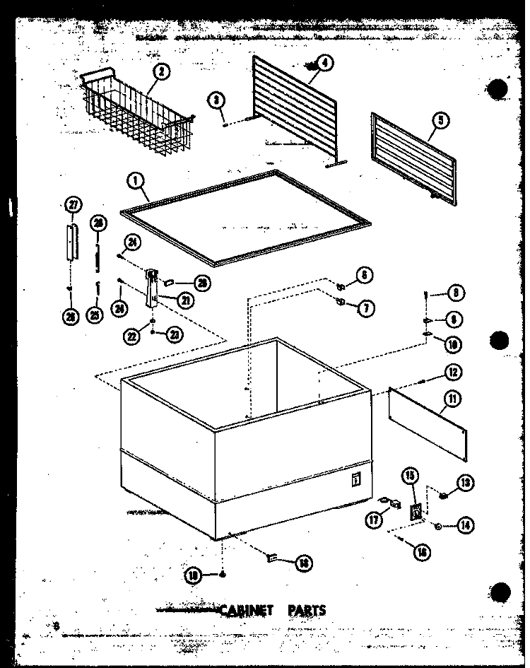 CABINET PARTS Diagram and Parts List for C19B-1-A P7398011W A Amana Freezer