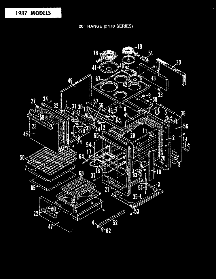 BODY Diagram and Parts List for ED1-76W19  Hardwick Range