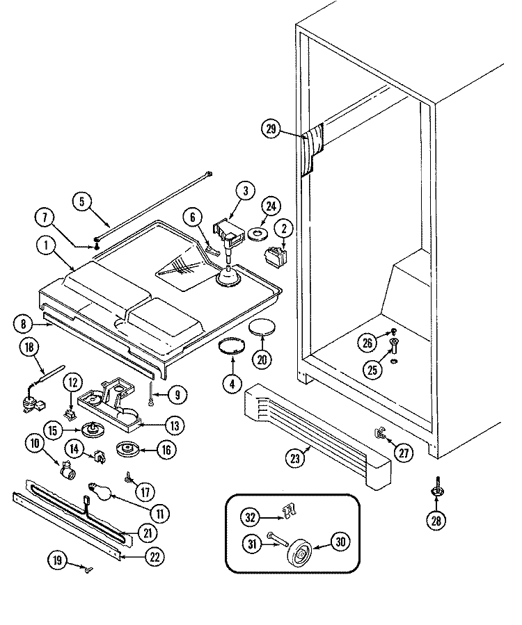FRESH FOOD COMPARTMENT Diagram and Parts List for GT17A6XA  Admiral Refrigerator