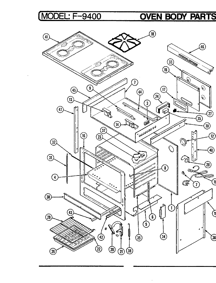 BODY Diagram and Parts List for CF9421A9  Hardwick Range