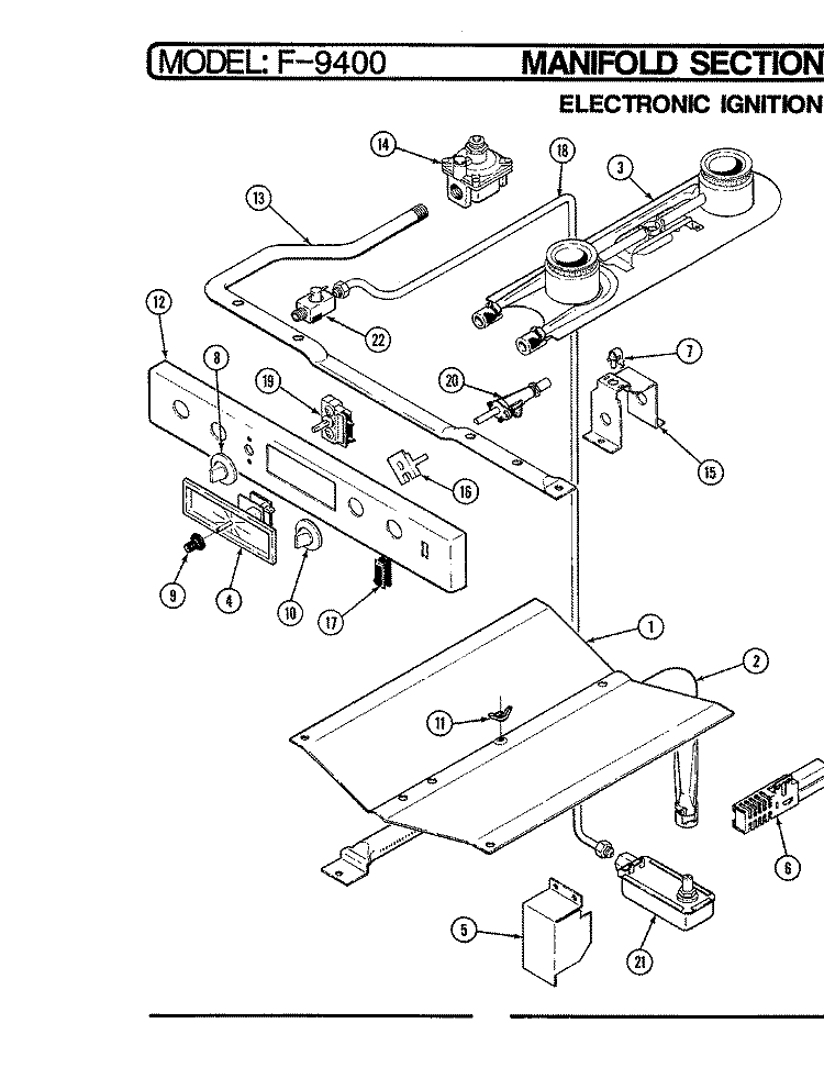 CONTROL SYSTEM Diagram and Parts List for CF9421A9  Hardwick Range