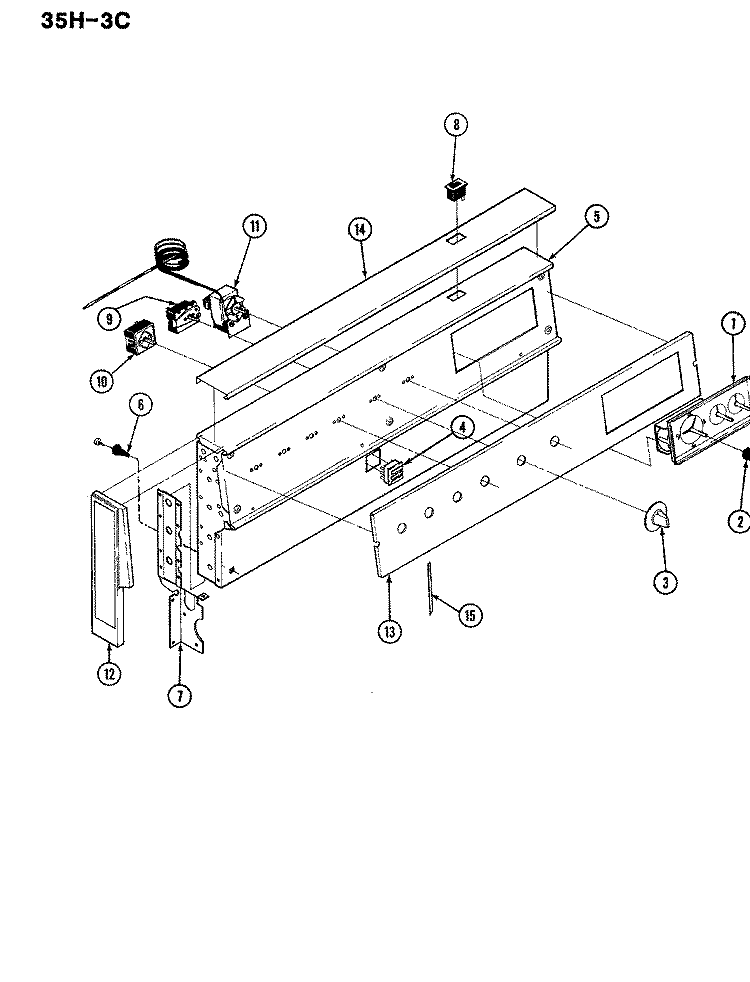 CONTROL PANEL Diagram and Parts List for 35HY-3CX-BO  Magic Chef Range