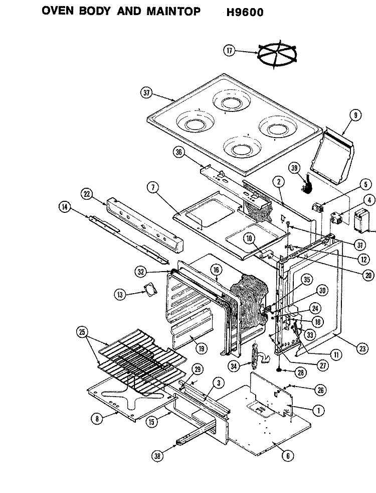BODY Diagram and Parts List for CH9626A79R  Hardwick Range