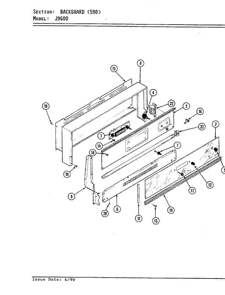 CONTROL PANEL ( - 590 MODEL) Diagram and Parts List for CJ9641W590R  Hardwick Range