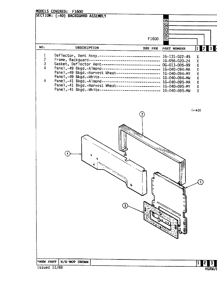 CONTROL PANEL ( - 40 MODEL) Diagram and Parts List for CF1616A109R  Hardwick Range