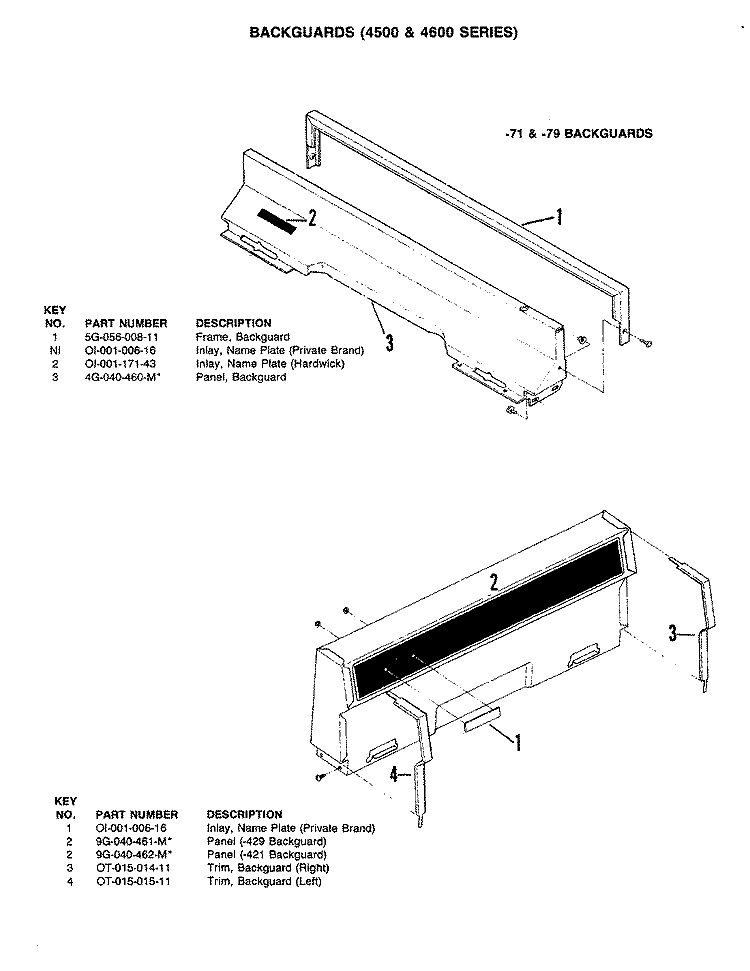 CONTROL PANEL ( - 79 MODELS) Diagram and Parts List for CF4516A429R  Hardwick Range