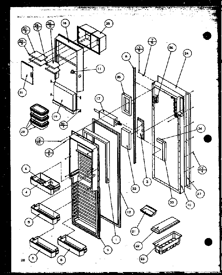 Refrigerator Door Diagram and Parts List for 36511W-P1121603WW  Amana Refrigerator