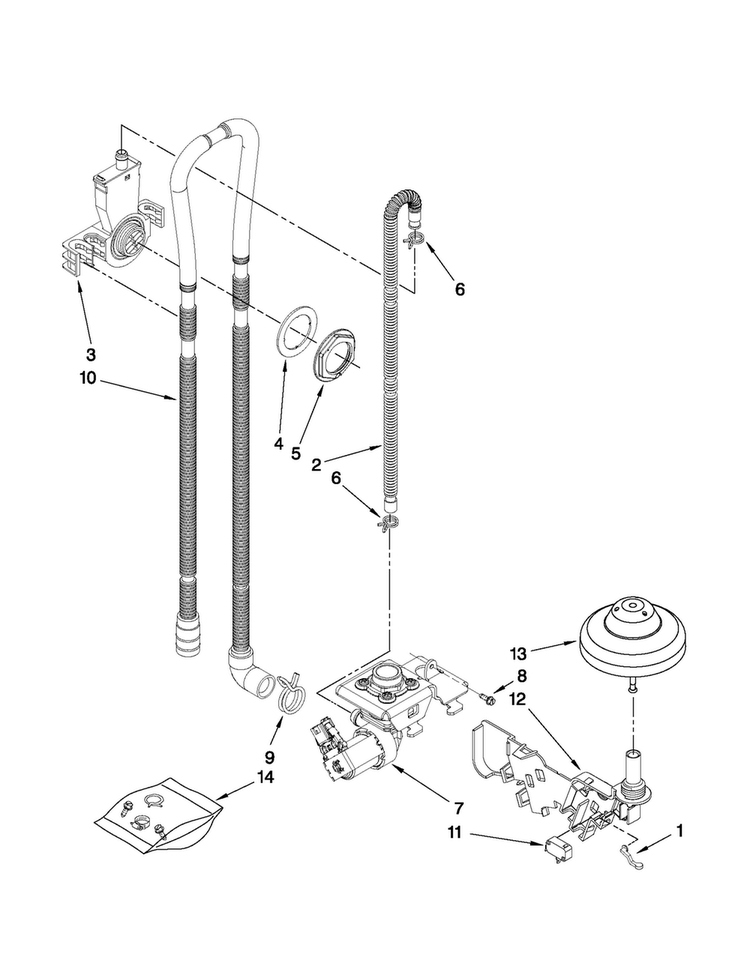 Fill, Drain And Overfill Parts Diagram and Parts List for MDB4630AWS1  Maytag Dishwasher