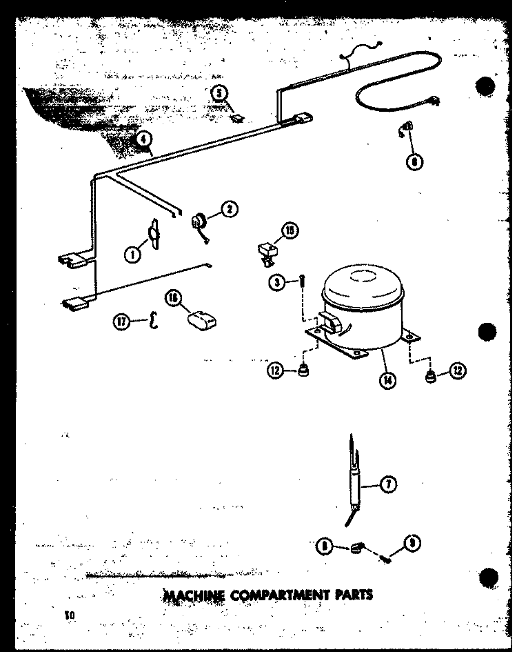 MACHINE COMPARTMENT PARTS Diagram and Parts List for C19B-1-A P7398011W A Amana Freezer