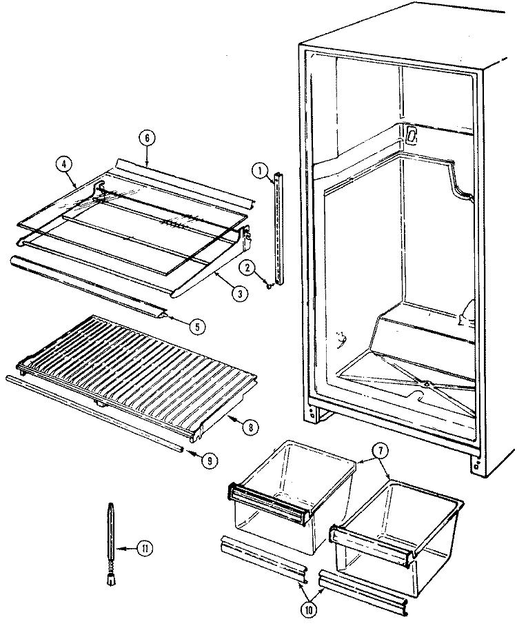 SHELVES & ACCESSORIES Diagram and Parts List for GT17Y7V  Maytag Refrigerator