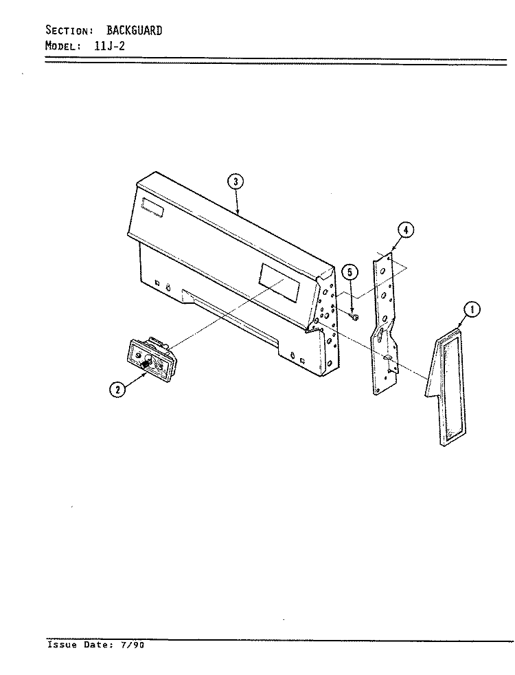 CONTROL PANEL Diagram and Parts List for 11JA-2KW  Magic Chef Range