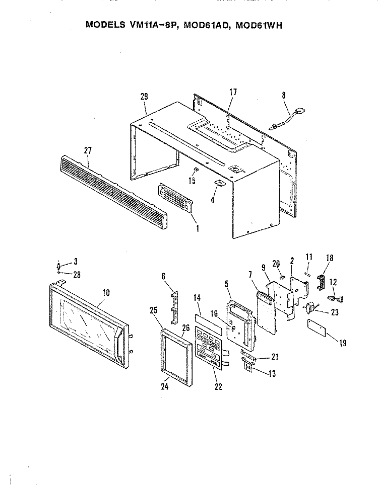 CONTROL PANEL / WRAPPER (VM11 - 8P) Diagram and Parts List for 22JY-7KLXV8  Magic Chef Microwave Oven Combo