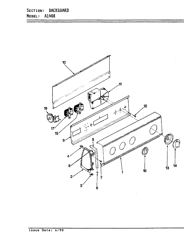 CONTROL PANEL (ORIG. REV. - D) Diagram and Parts List for A1408  Hoover Washer