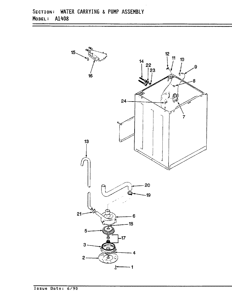 WATER CARRYING (ORIG. - REV. D) Diagram and Parts List for A1408  Hoover Washer