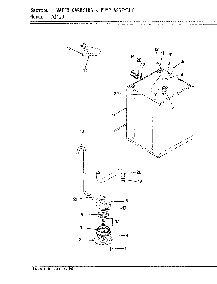 WATER CARRYING (ORIG. - REV. D) Diagram and Parts List for A1410  Hoover Washer