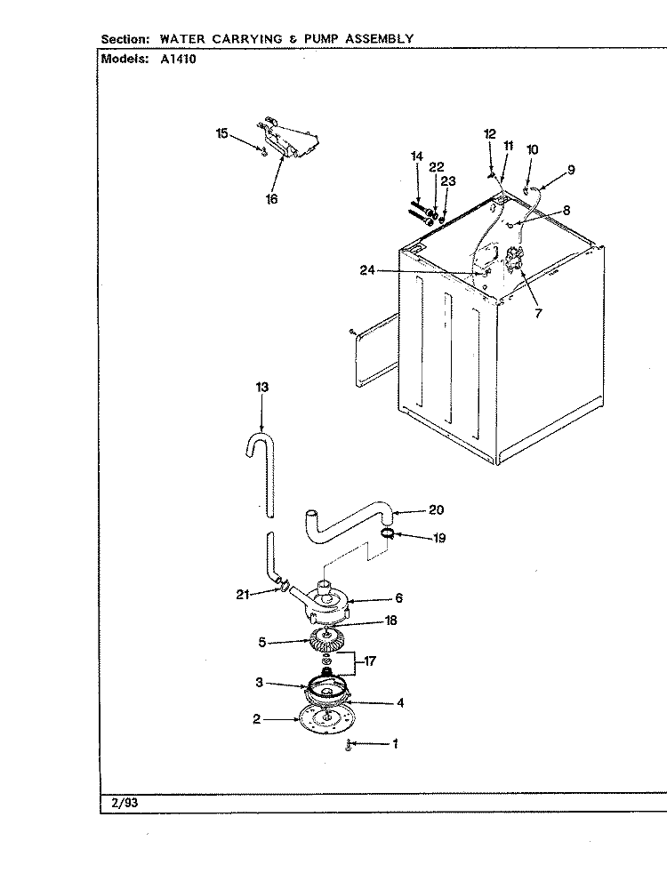 WATER CARRYING (REV. E) Diagram and Parts List for A1410  Hoover Washer