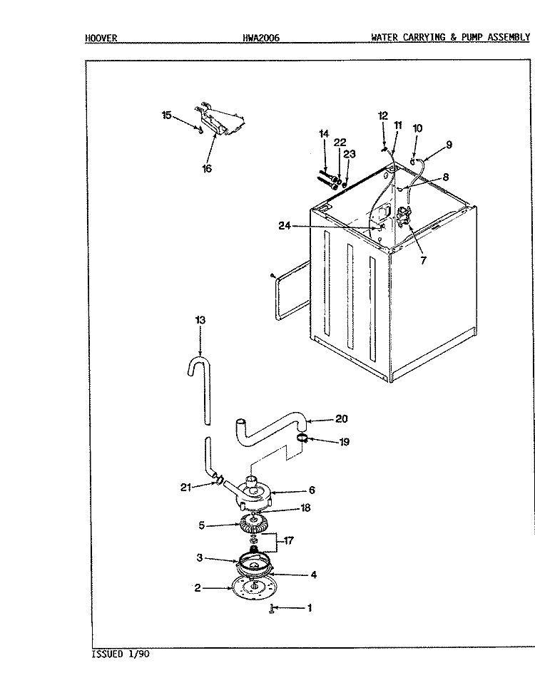 WATER CARRYING (ORIG. - REV. D) Diagram and Parts List for HWA2006A  Hoover Washer