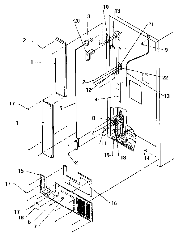 Cabinet Back Diagram and Parts List for TW18S2W-P1194401W  Amana Refrigerator