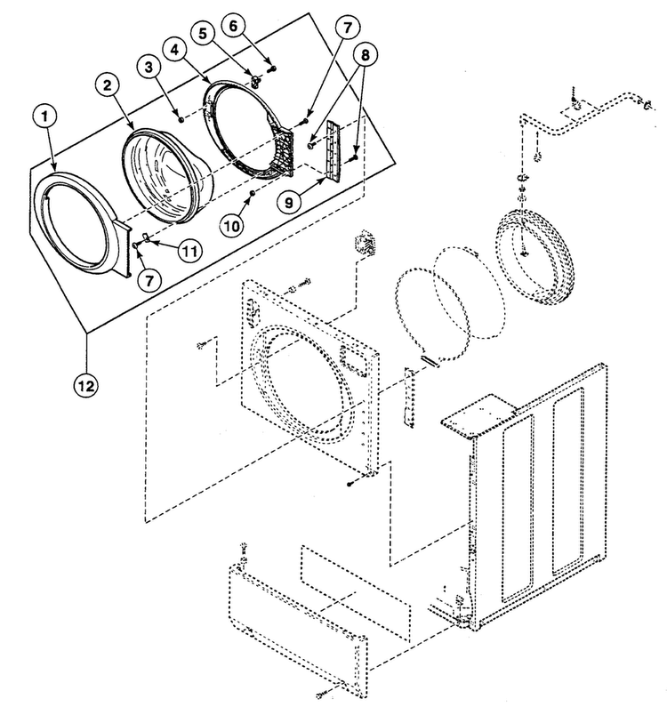 Door Assy Diagram and Parts List for SWFX71QN3050  Speed Queen Washer