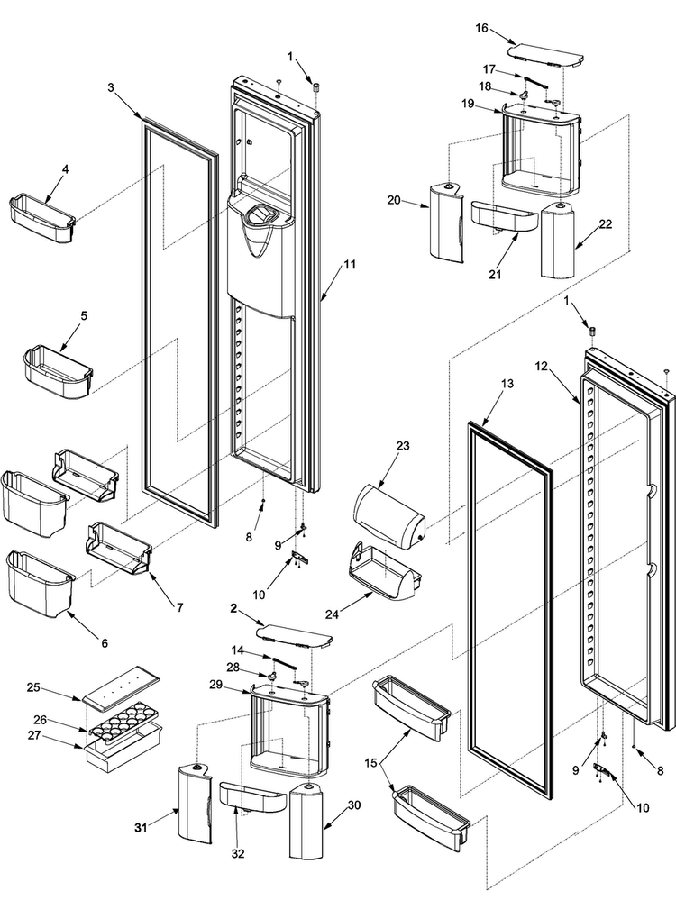 Ref/fz Door And Shelf Diagram and Parts List for SK535-2-PSK535062W  Maytag Refrigerator