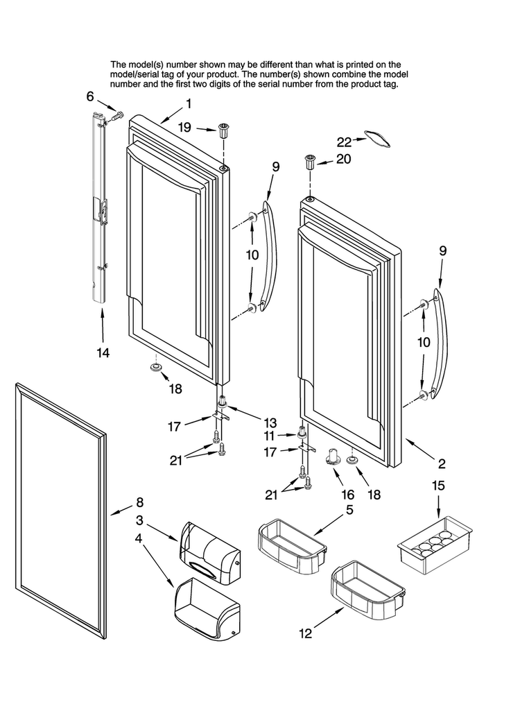 Refrigerator Door Parts Diagram and Parts List for MFD2561HEQ14  Maytag Refrigerator