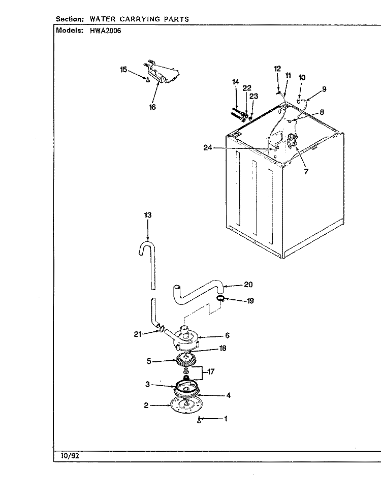 WATER CARRYING (REV. G - L) Diagram and Parts List for HWA2006A  Hoover Washer