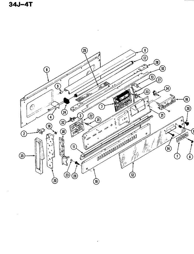 CONTROL PANEL Diagram and Parts List for 34JA-4TKXW  Magic Chef Range