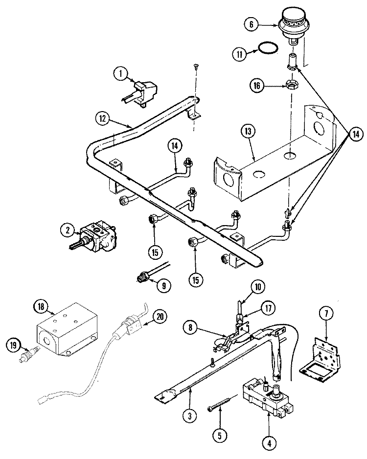 GAS CONTROLS Diagram and Parts List for GC3277WUWM  Maytag Range