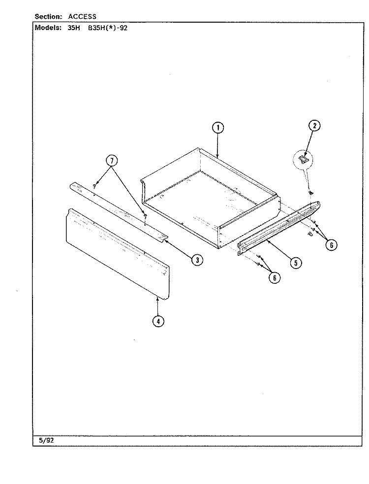 ACCESS Diagram and Parts List for 35HA-92DX-ON  Magic Chef Range