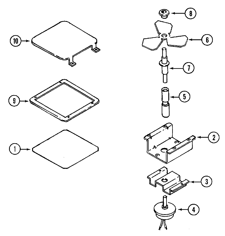 STIRRER ASSEMBLY Diagram and Parts List for 3962VVA  Magic Chef Microwave Oven Combo