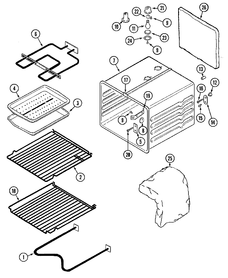 OVEN Diagram and Parts List for W2451B  Jenn-Air Wall Oven