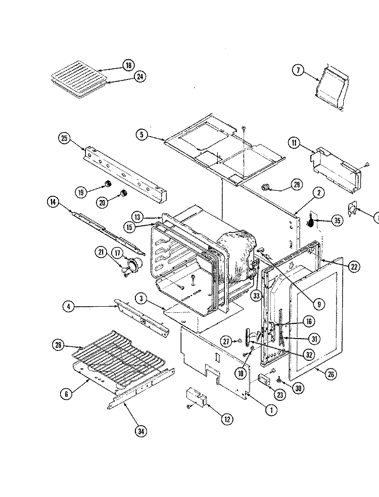 BODY Diagram and Parts List for B31HA-3KX-ON  Magic Chef Range