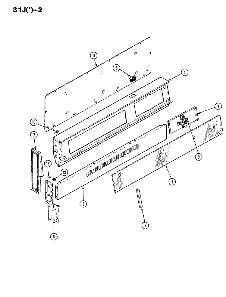 CONTROL PANEL Diagram and Parts List for 31JA-2KX-DD  Magic Chef Range