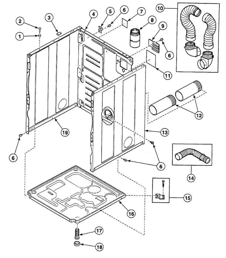 Cabinet Diagram and Parts List for SSG109QF1124  Speed Queen Dryer