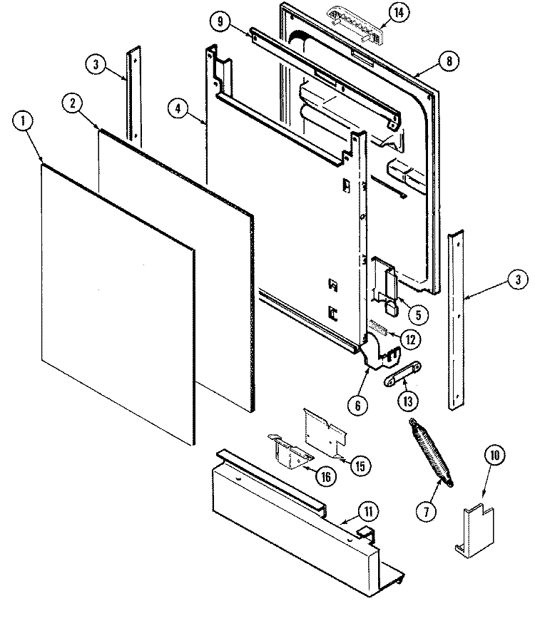 DOOR Diagram and Parts List for NDU2J-CAN  Norge Dishwasher