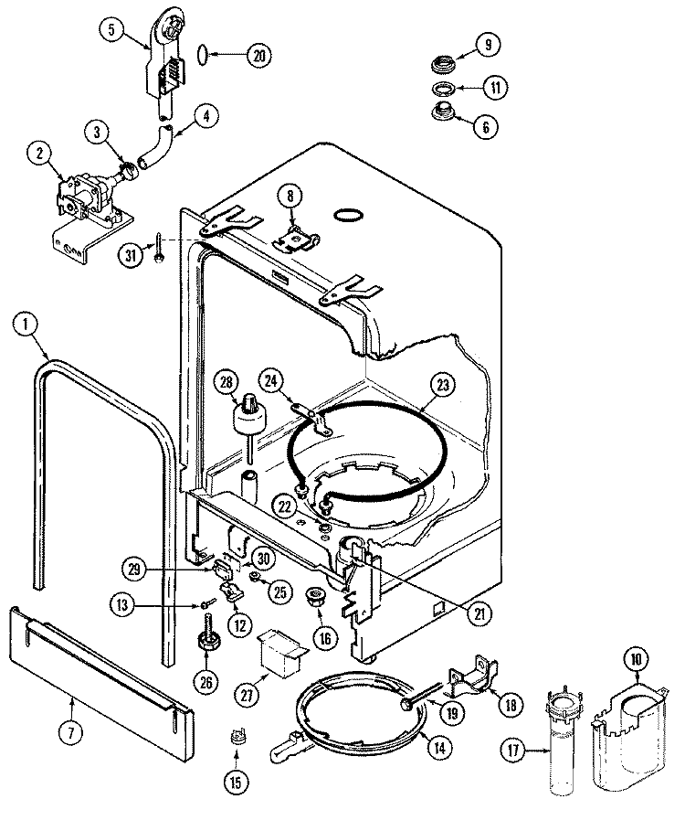 TUB Diagram and Parts List for NDU2J-CAN  Norge Dishwasher